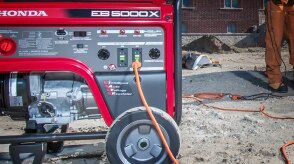 A generator is pictured at a worksite.