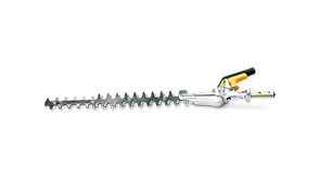 Side view of Honda VersAttach Hedge Trimmer Short attachment on white space.   