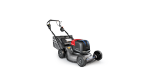 A slightly right facing Honda Battery HRC-BE 2.0kW Commercial Lawn Mower in studio