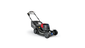 A slightly right facing Honda Battery HRX-BV 1.5kW Premium Residential Lawn Mower in studio