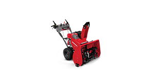 3/4 front side view of 28-inch Wheel Drive snowblower on white space. 